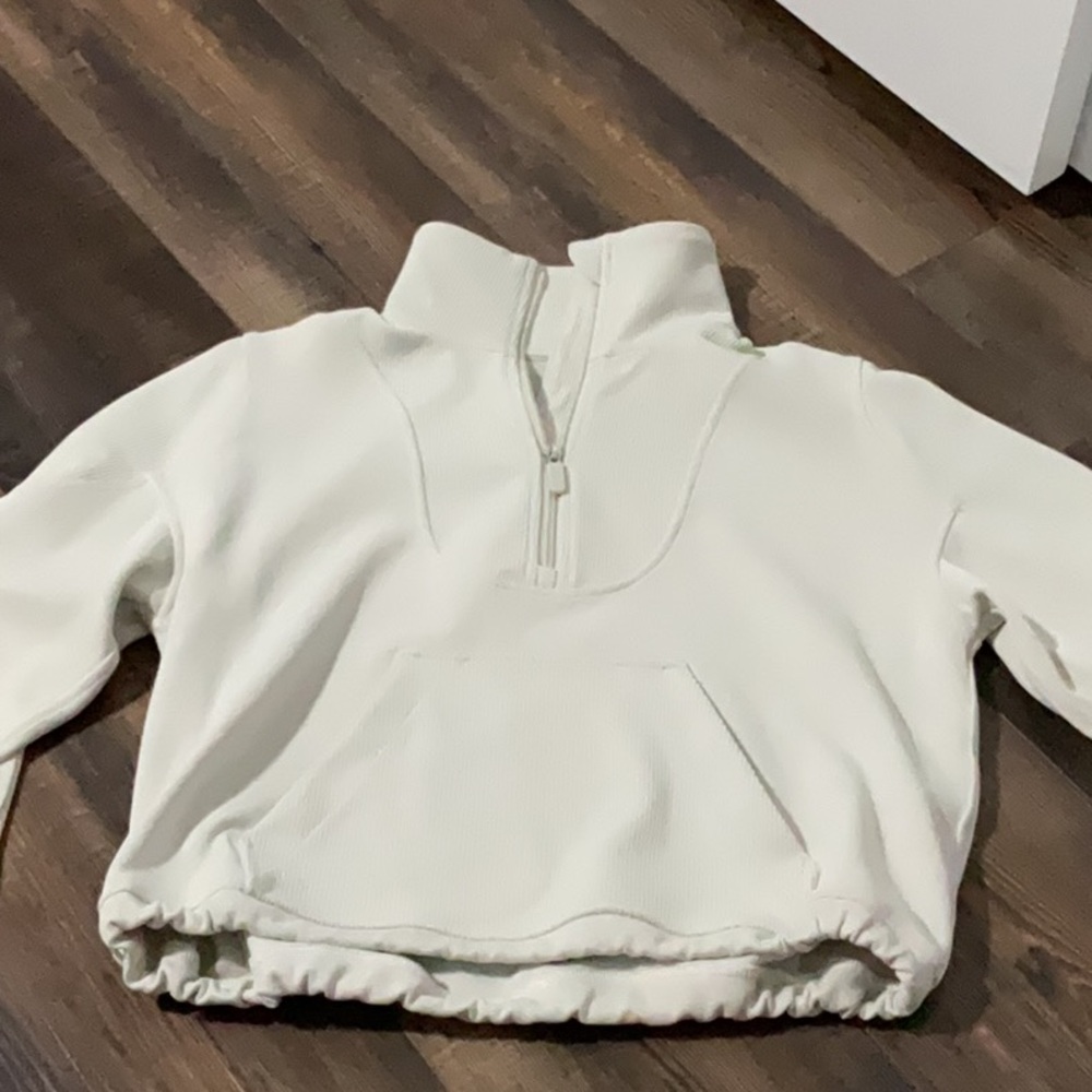 cream lululemon quarter zip soft stream jacket